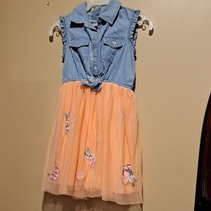 Girls' Blue and Orange Dress